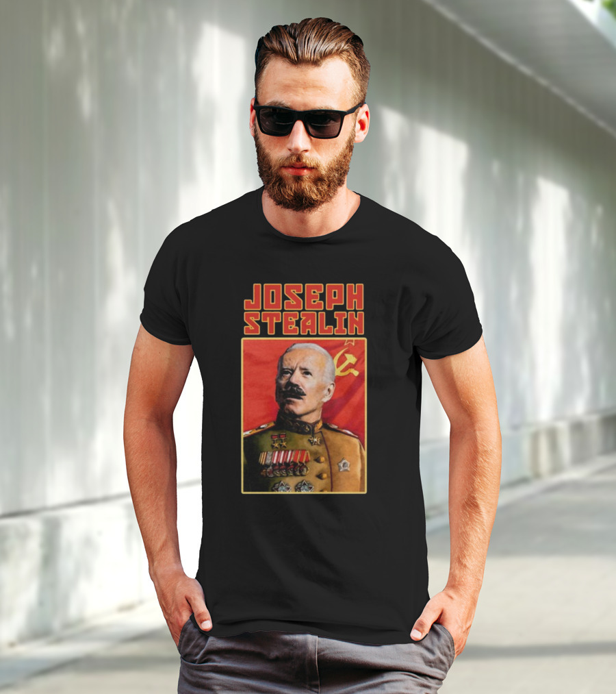 Joseph Stealin Soviet Parody Stalin Uniform Red Flag T-Shirt