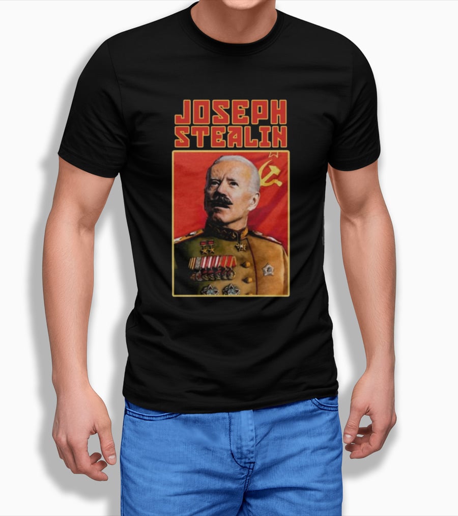 Joseph Stealin Soviet Parody Stalin Uniform Red Flag T-Shirt