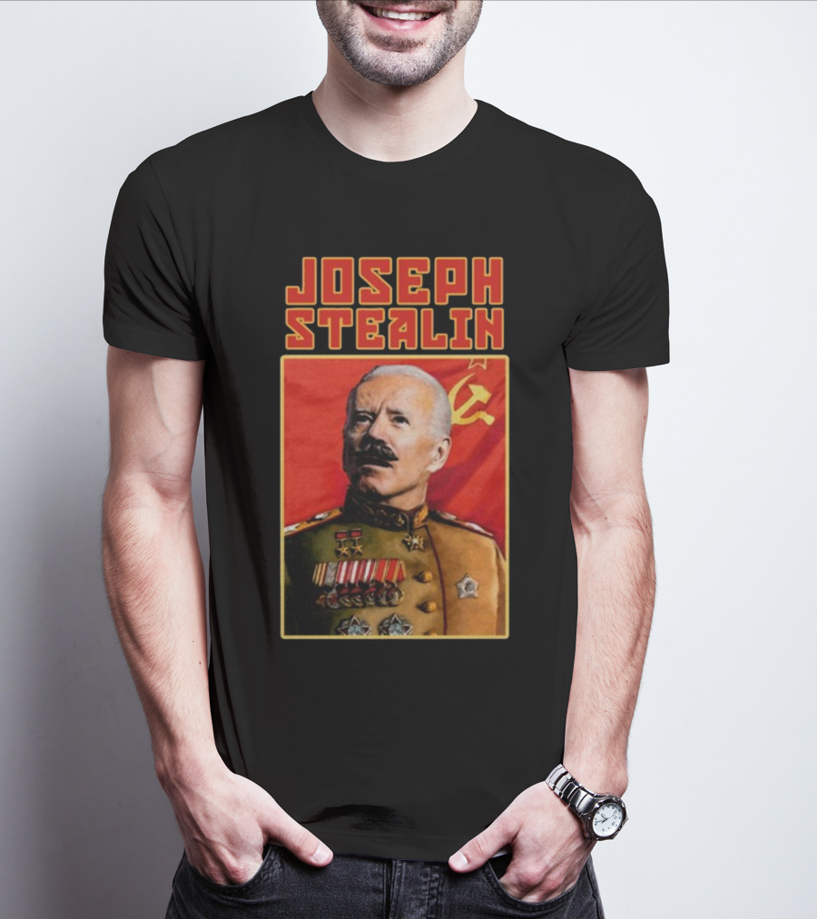 Joseph Stealin Soviet Parody Stalin Uniform Red Flag T-Shirt