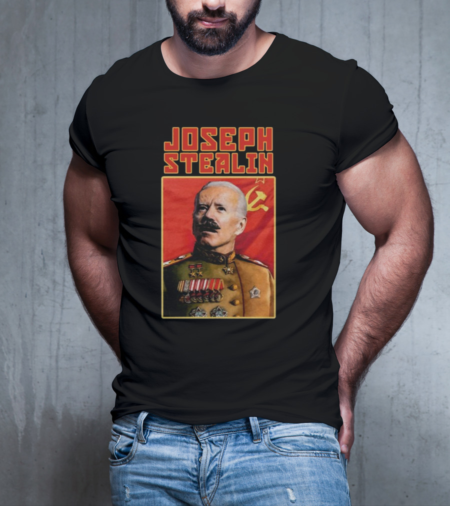 Joseph Stealin Soviet Parody Stalin Uniform Red Flag T-Shirt