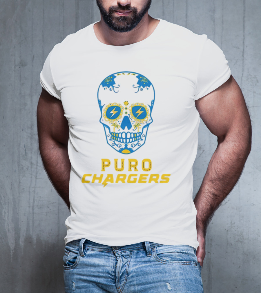 Puro Chargers Skull Lightning Bolt T-Shirt