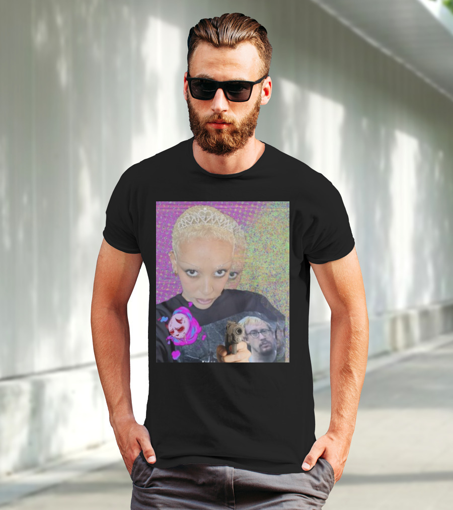 Doja Cat Sam Hyde Tiara Emoji Gun Sweater Multicolored Background T-Shirt