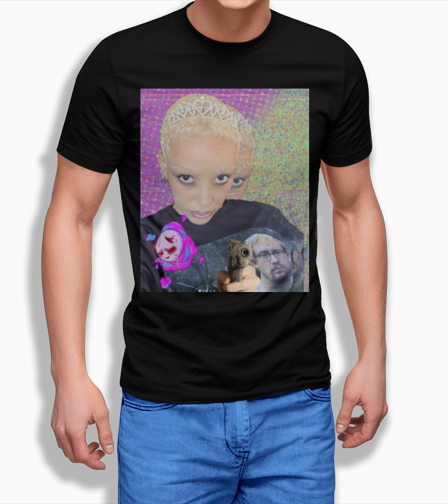 Doja Cat Sam Hyde Tiara Emoji Gun Sweater Multicolored Background T-Shirt