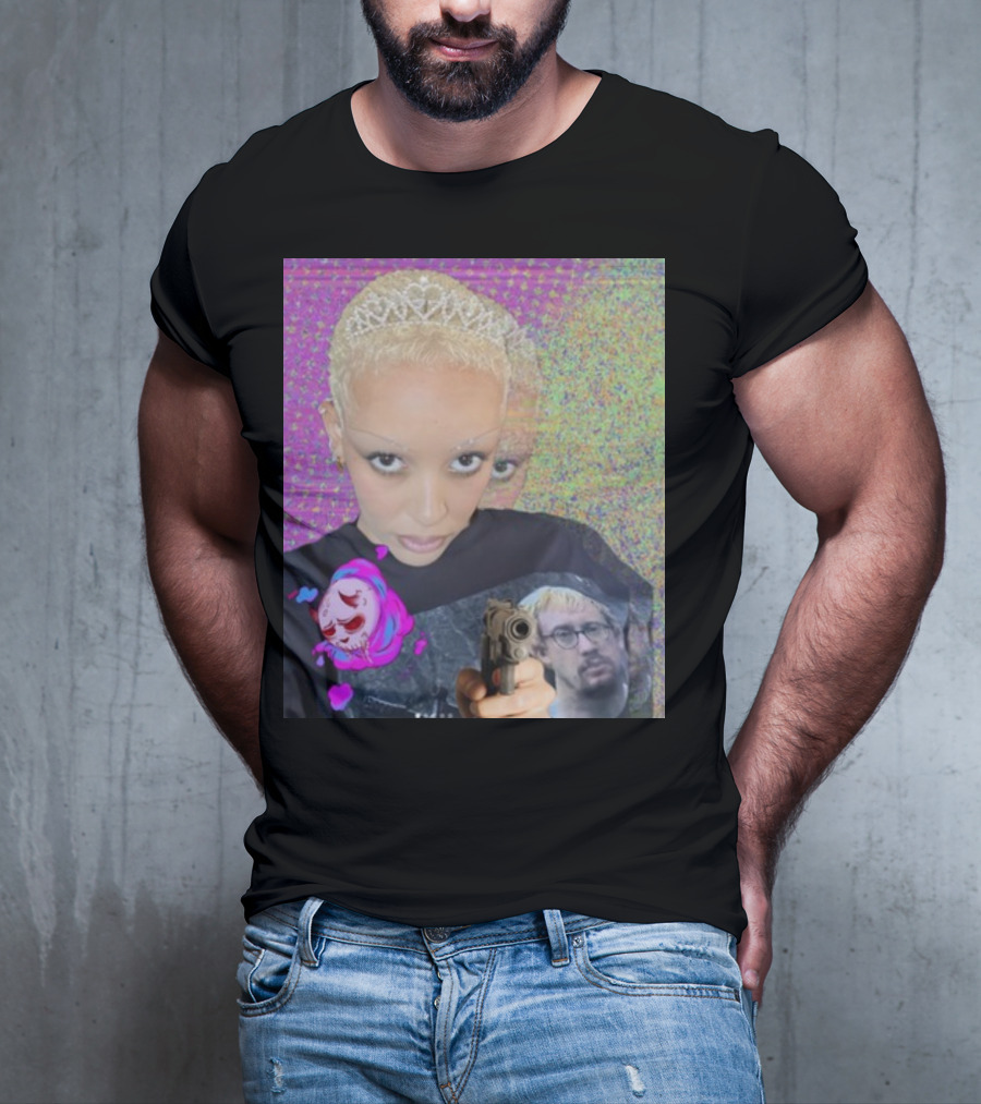 Doja Cat Sam Hyde Tiara Emoji Gun Sweater Multicolored Background T-Shirt