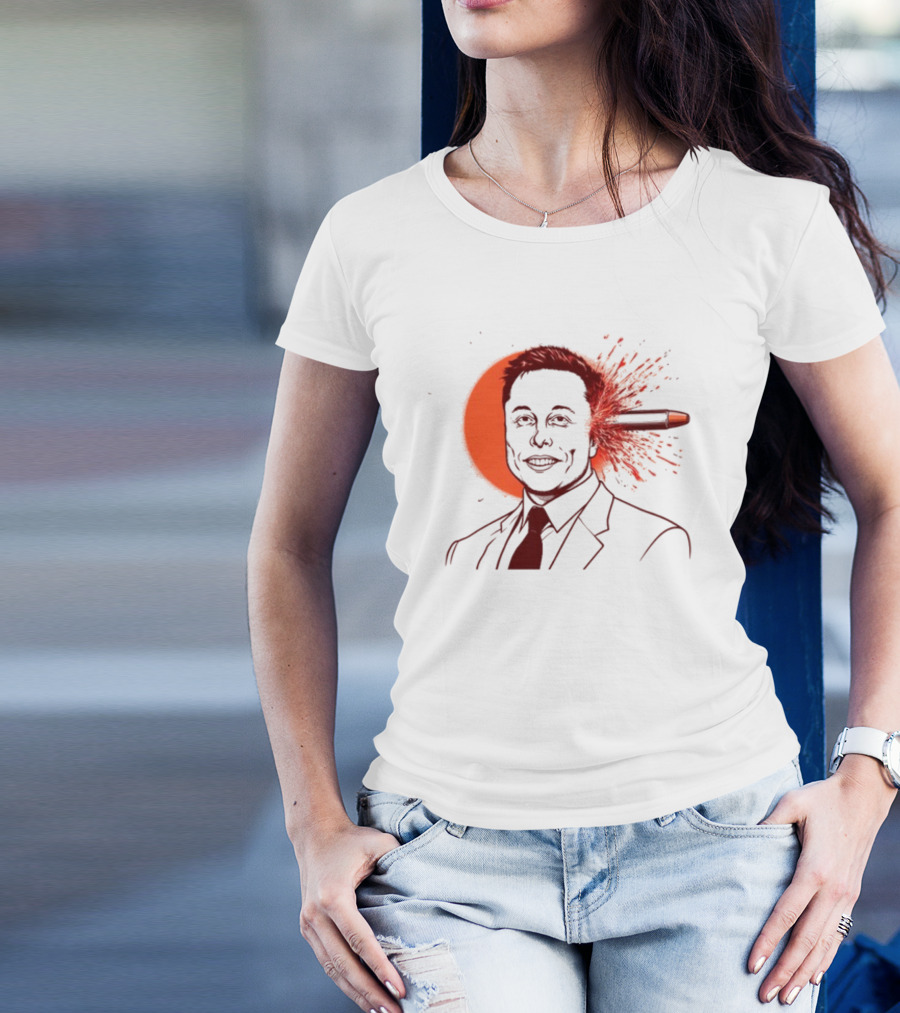 Gayest Tone Bullet Through The Head Elon Musk T-Shirt
