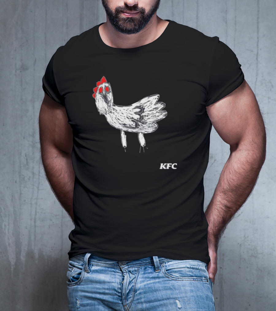 KFC Chicken Sketch With Red Accents T-Shirt