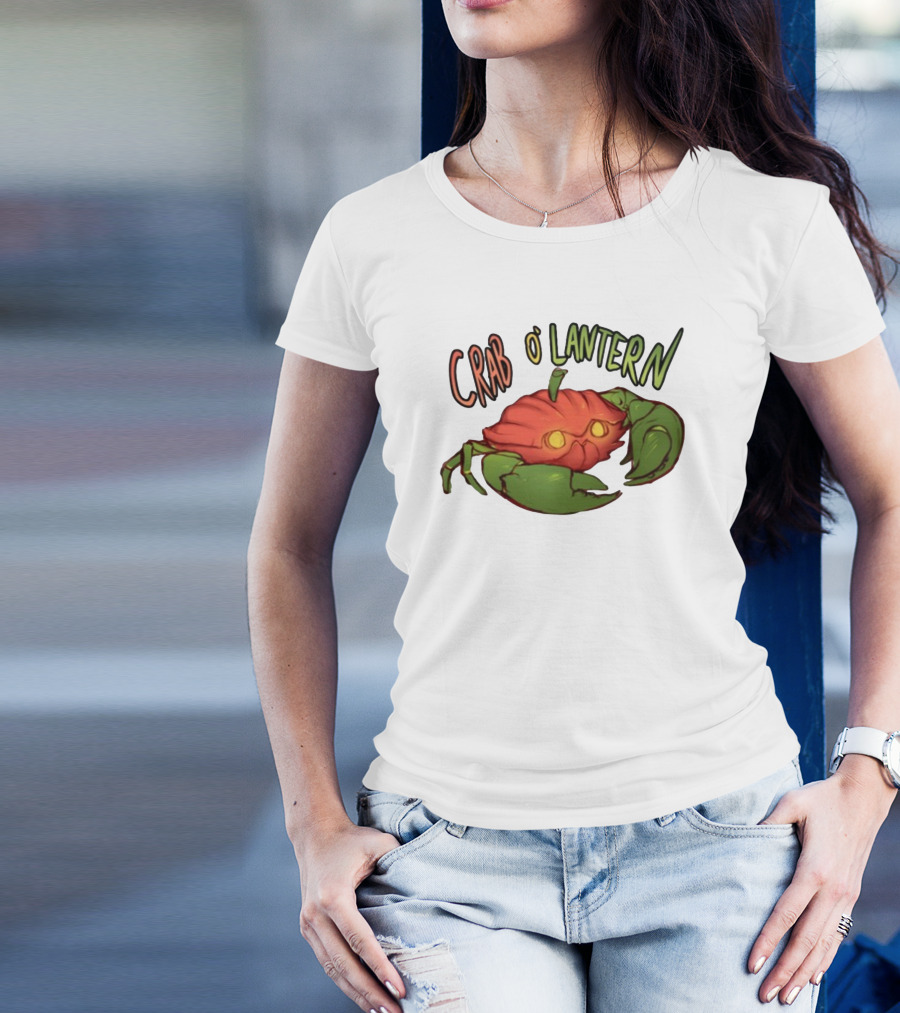 Crab O' Lantern Pumpkin Crab Creature With Glowing Eyes T-Shirt