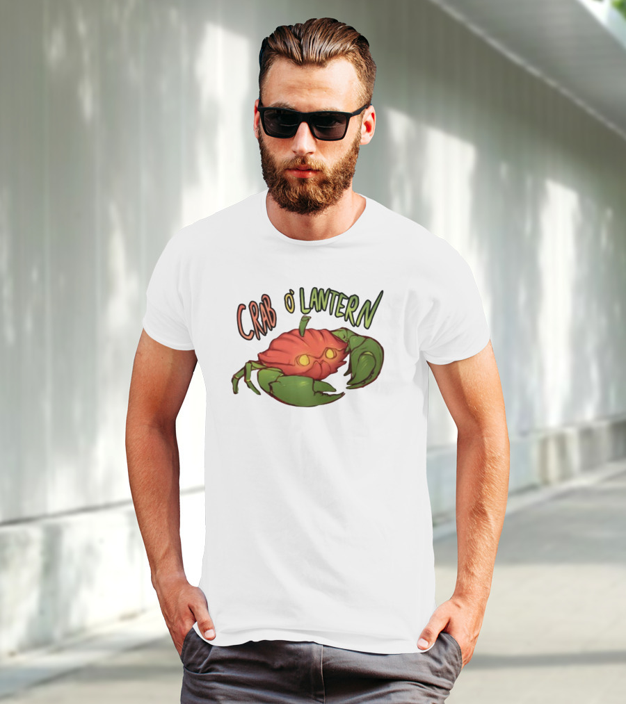 Crab O' Lantern Pumpkin Crab Creature With Glowing Eyes T-Shirt