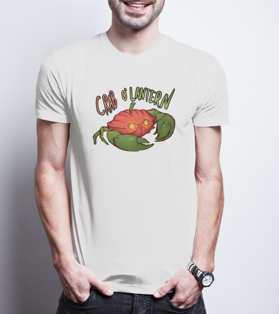 Crab O' Lantern Pumpkin Crab Creature With Glowing Eyes T-Shirt