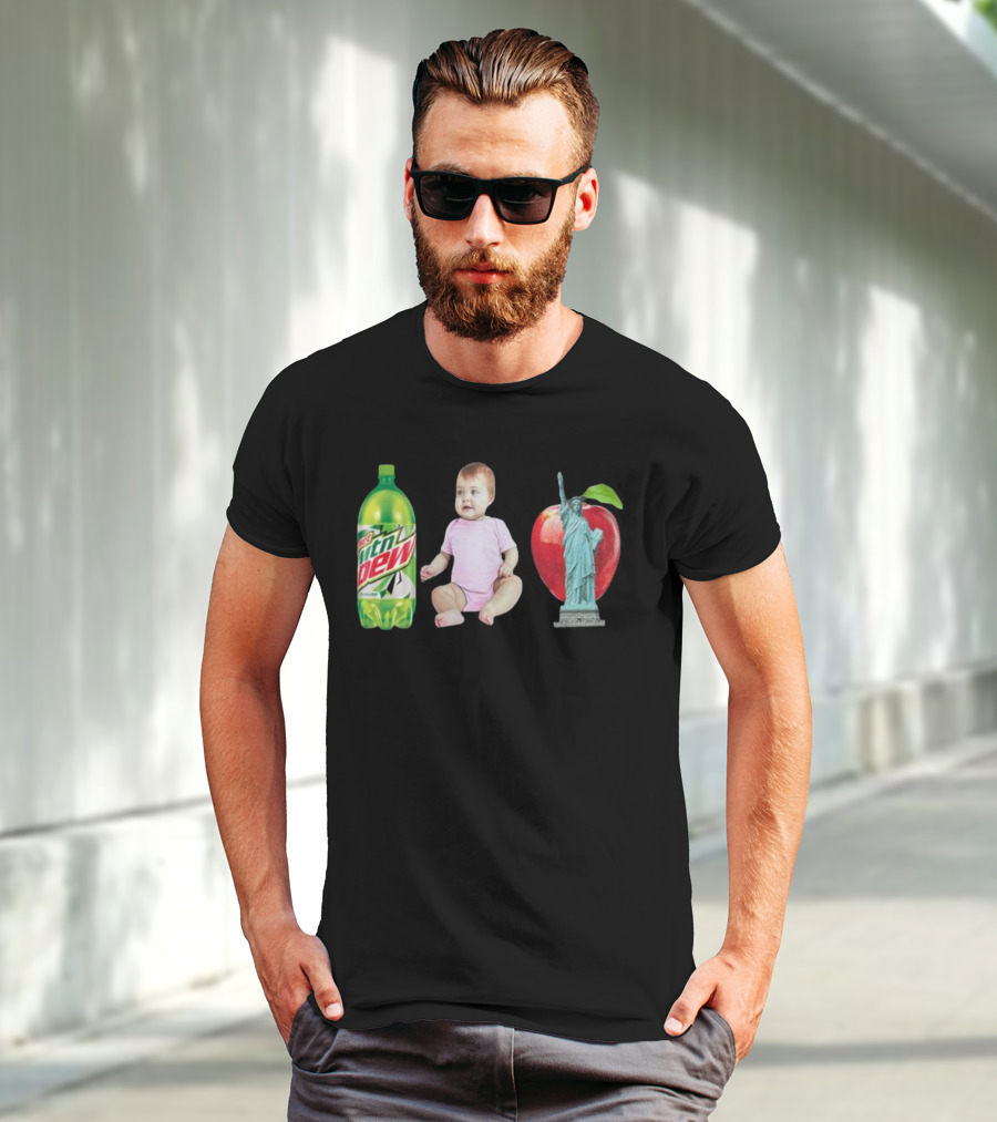 Diet Mountain Dew Baby Statue Of Liberty Apple New York City T-Shirt