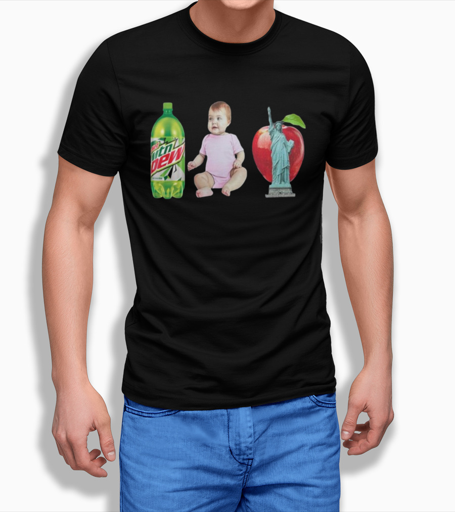 Diet Mountain Dew Baby Statue Of Liberty Apple New York City T-Shirt