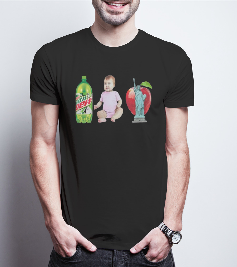 Diet Mountain Dew Baby Statue Of Liberty Apple New York City T-Shirt