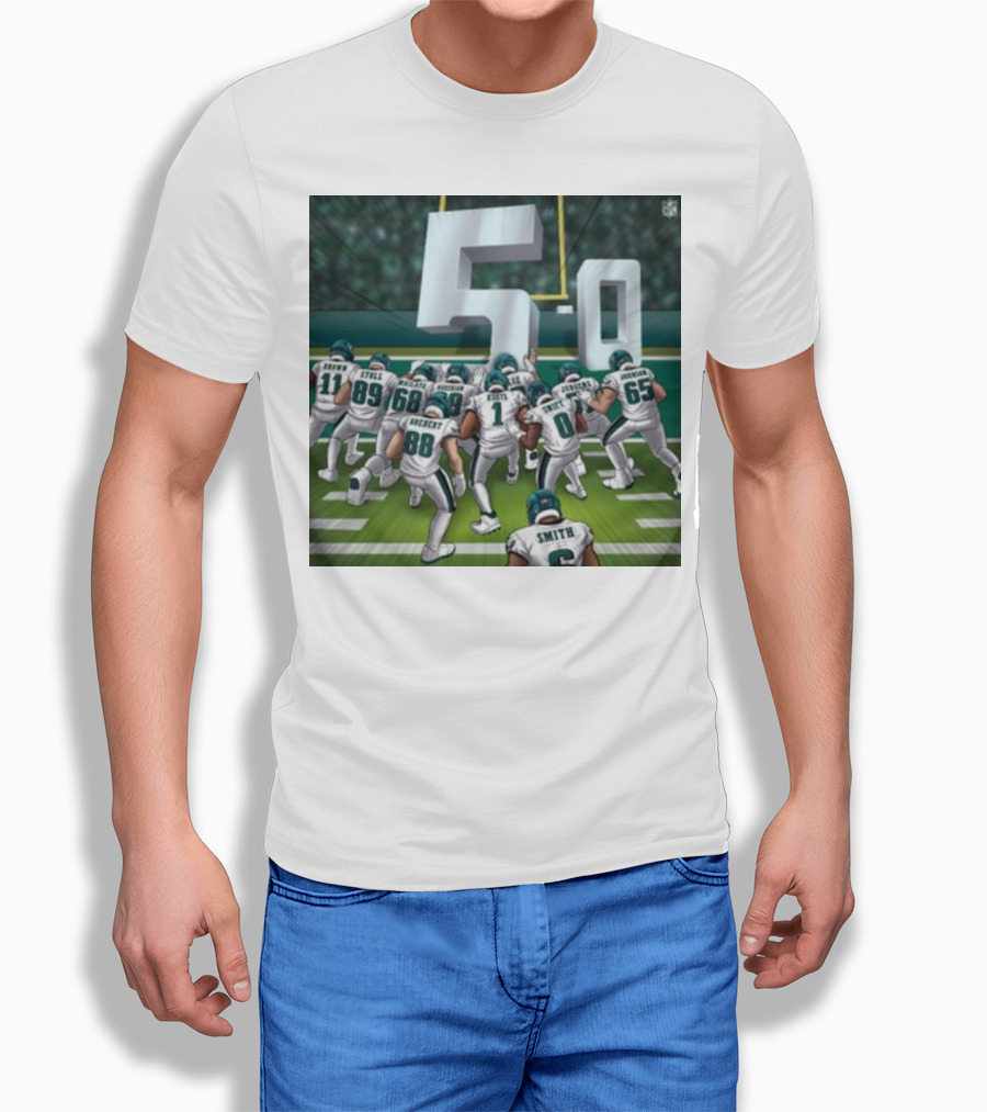 Jalen Hurts Brotherly Shove 5-0 Eagles Victory T-Shirt