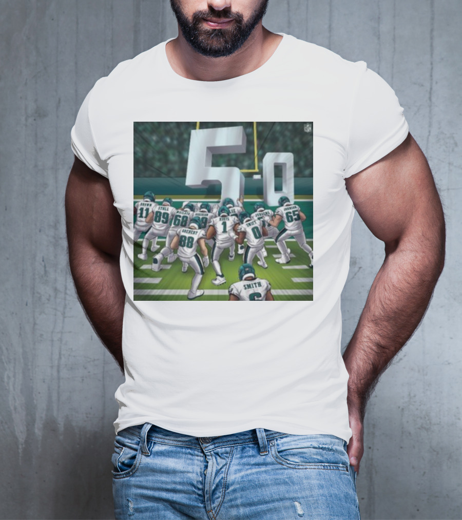 Jalen Hurts Brotherly Shove 5-0 Eagles Victory T-Shirt