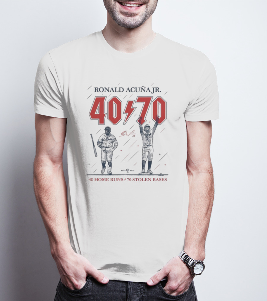 Ronald Acuña Jr 40 70 40 Home Runs 70 Stolen Bases T-Shirt