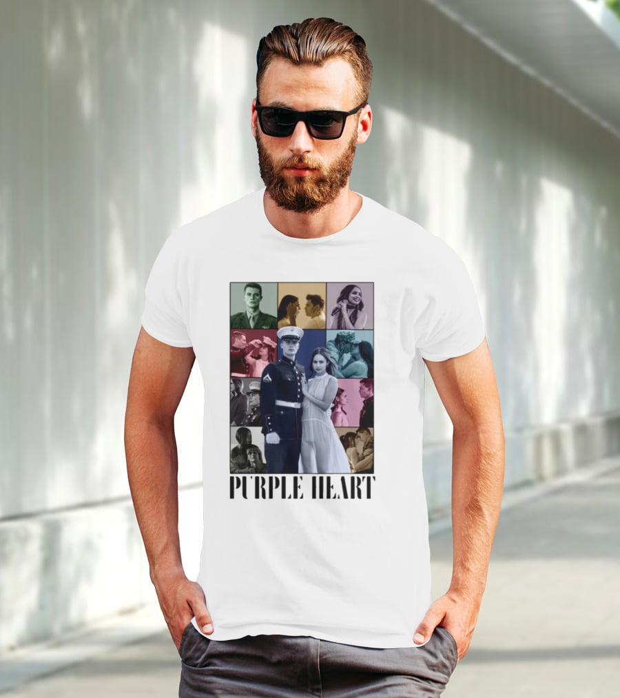Purple Hearts Romantic Military Love Story Collage T-Shirt