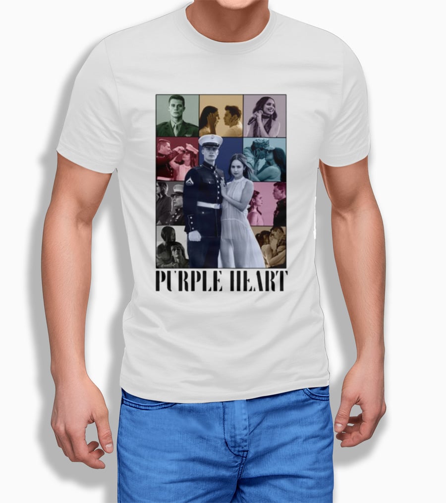 Purple Hearts Romantic Military Love Story Collage T-Shirt