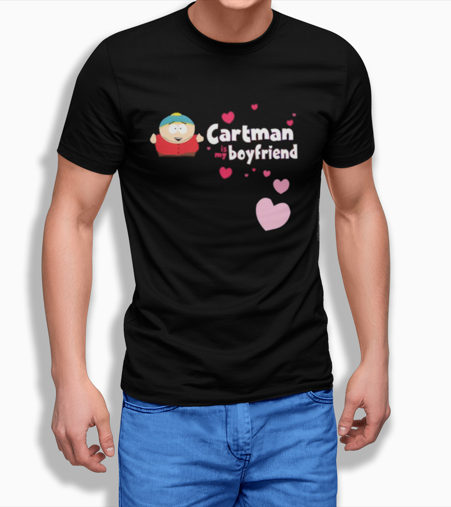 Cartman Is My Boyfriend Pink Hearts Cartoon Character T-Shirt