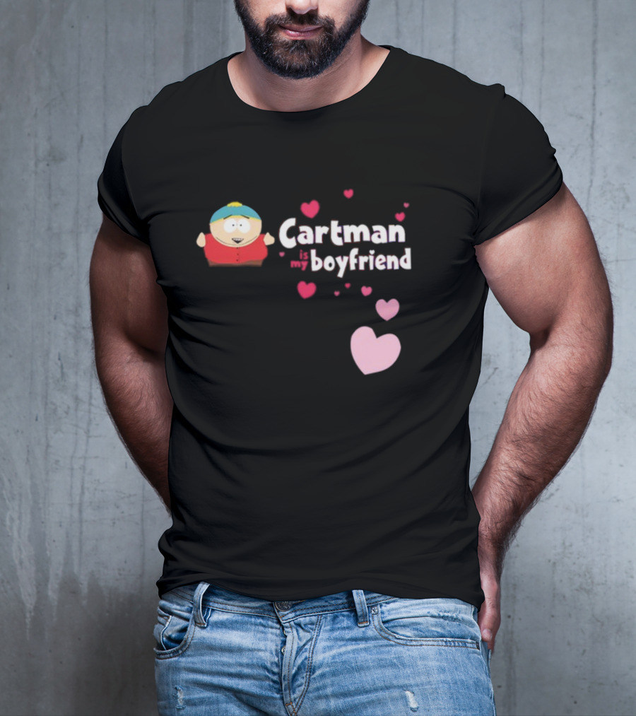 Cartman Is My Boyfriend Pink Hearts Cartoon Character T-Shirt