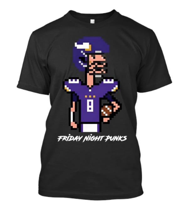 Friday Night Punks Purple Pixelated Football Quarterback Holding Ball T-Shirt