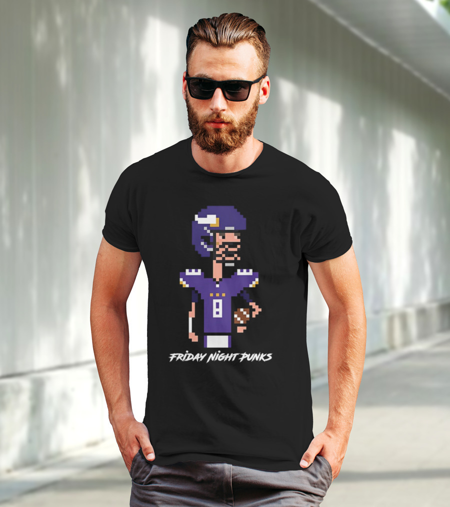 Friday Night Punks Purple Pixelated Football Quarterback Holding Ball T-Shirt