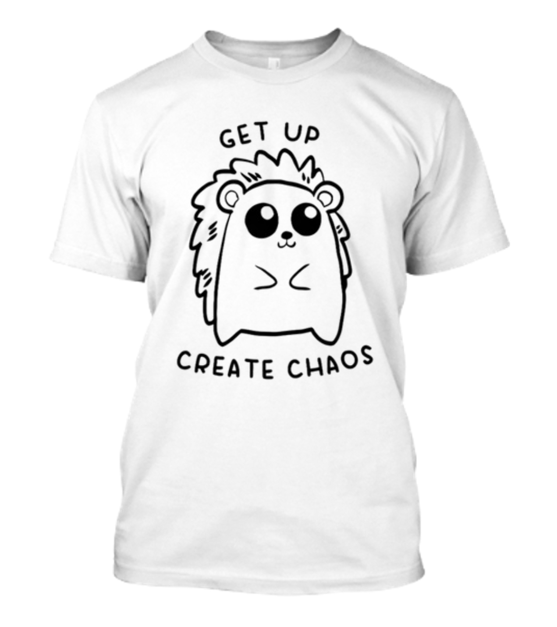 Get Up Create Chaos Cute Hedgehog Cartoon T-Shirt
