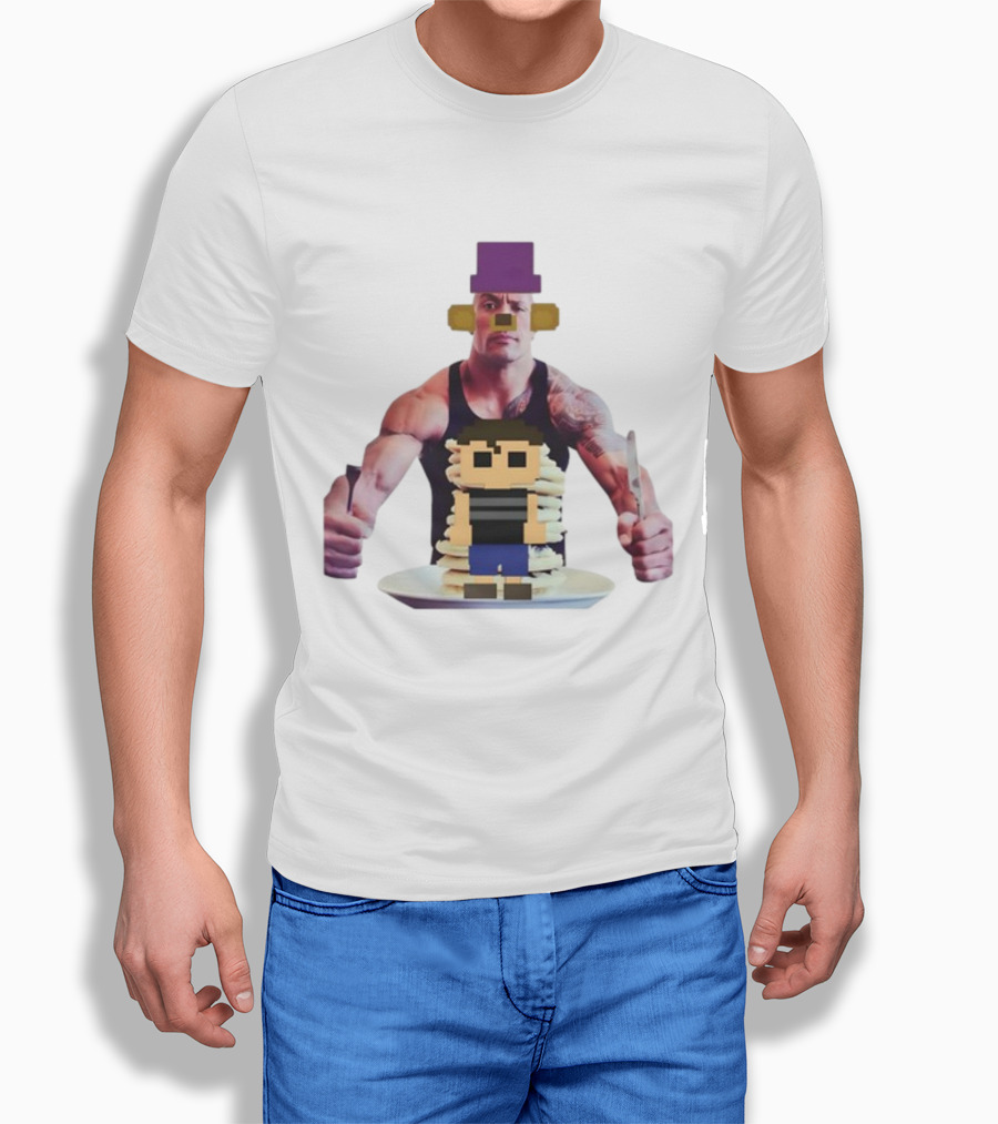 Fredbea The Rock Eats The Crying Child Pancakes Image Mashup T-Shirt