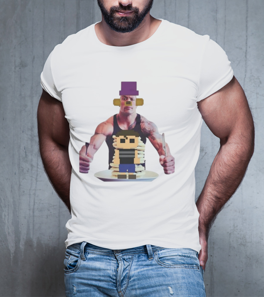 Fredbea The Rock Eats The Crying Child Pancakes Image Mashup T-Shirt