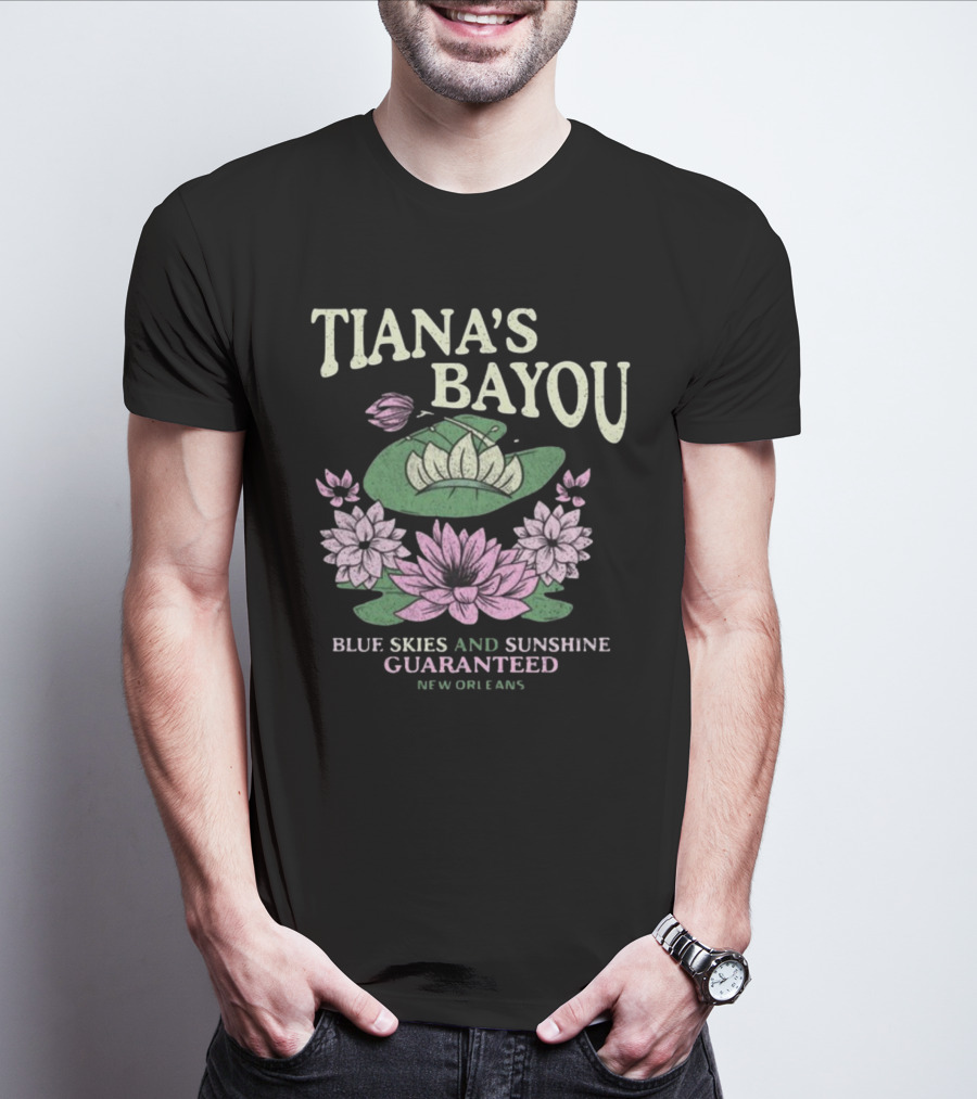 Tiana's Bayou Blue Skies And Sunshine Guaranteed New Orleans Lily Pond Blossoms T-Shirt