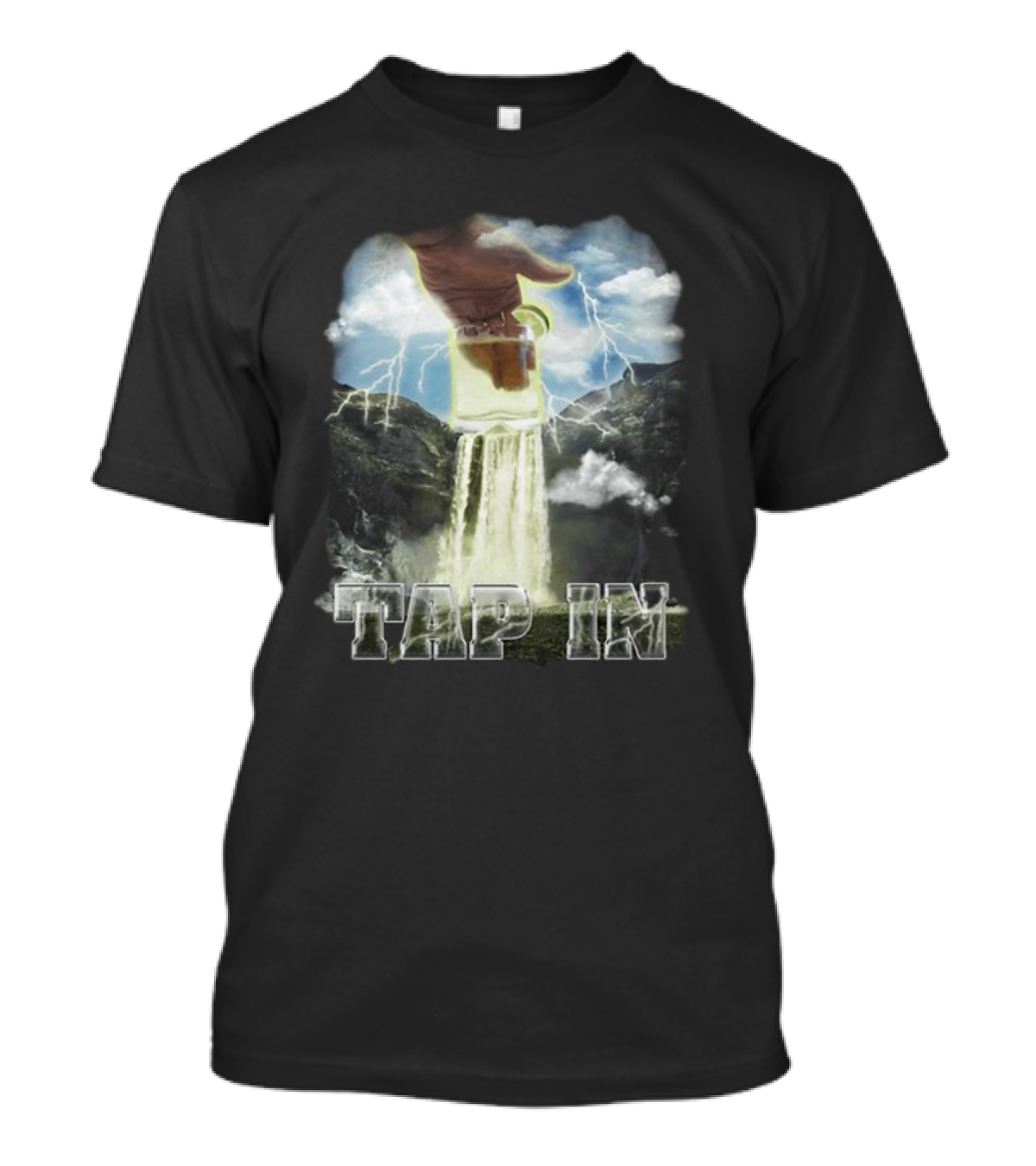 Heatdaddy Tap In Waterfall Mug Lightning Sky T-Shirt