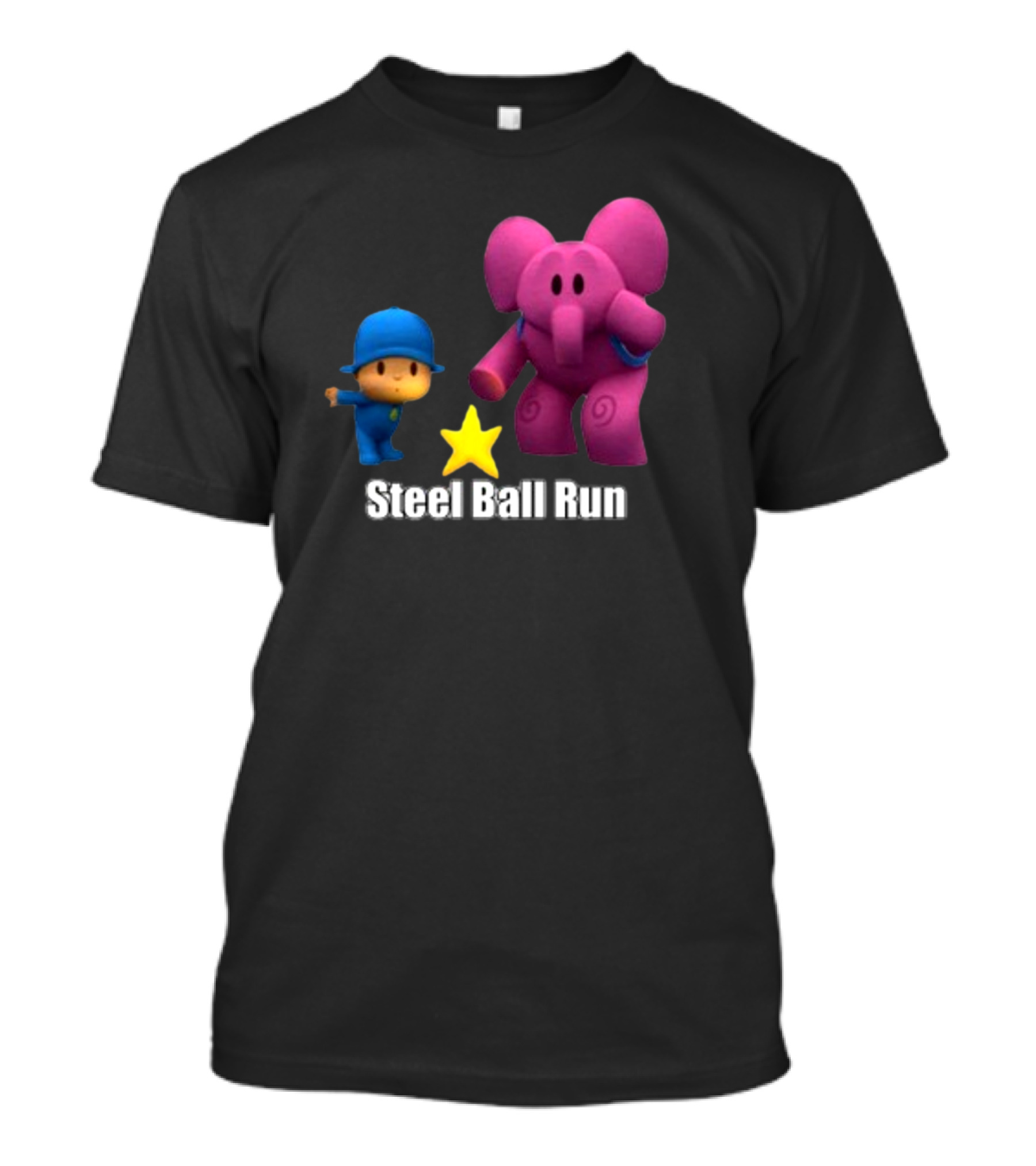 Pocoyo And Pink Elephant Star Steel Ball Run T-Shirt