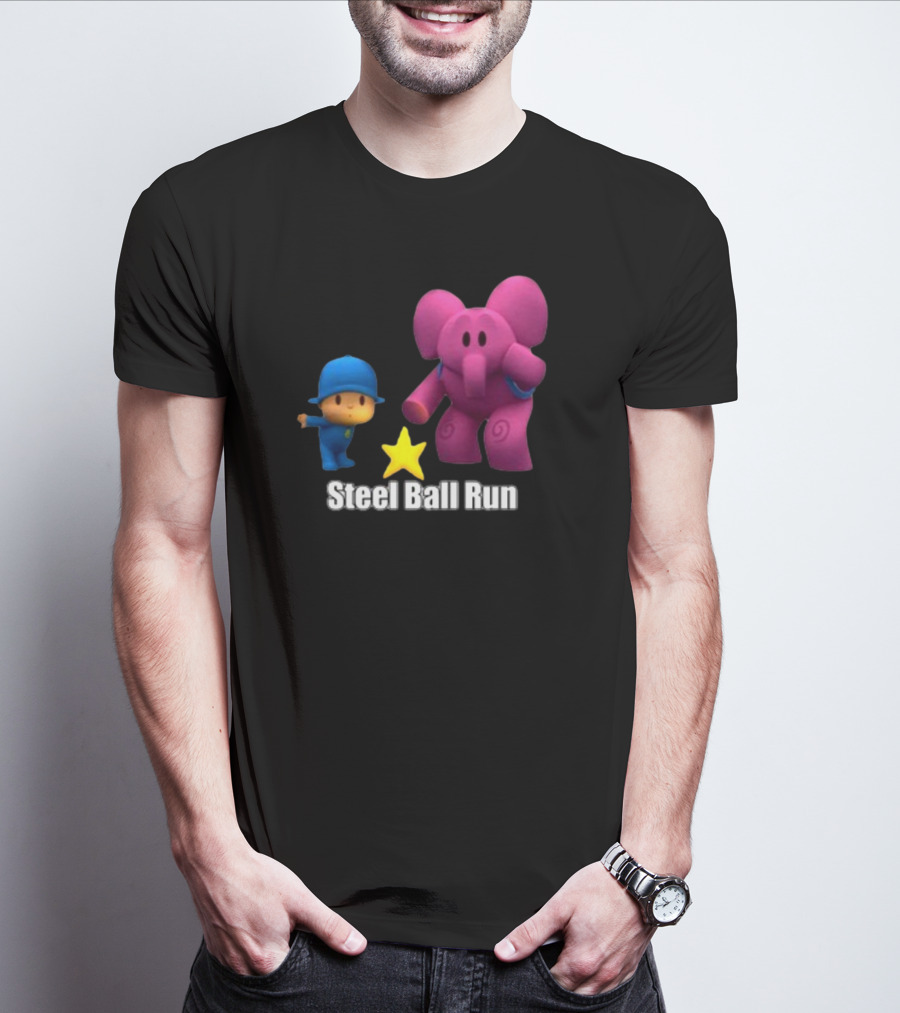 Pocoyo And Pink Elephant Star Steel Ball Run T-Shirt