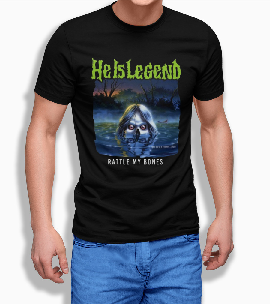 He Is Legend Rattle My Bones Eerie Forest Lake Ghostly Face T-Shirt