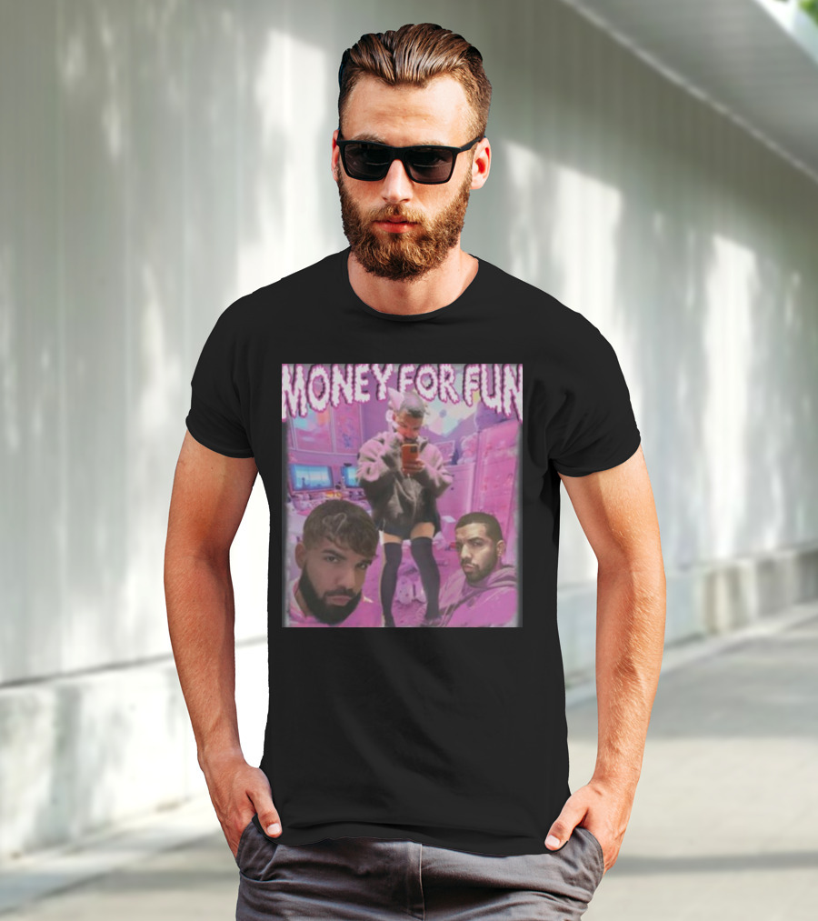 Money For Fun Funnyahhtees Pink Room Selfie Collage T-Shirt