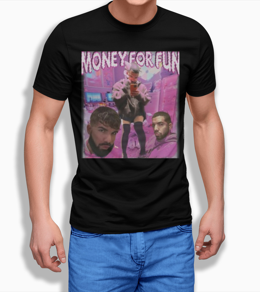 Money For Fun Funnyahhtees Pink Room Selfie Collage T-Shirt