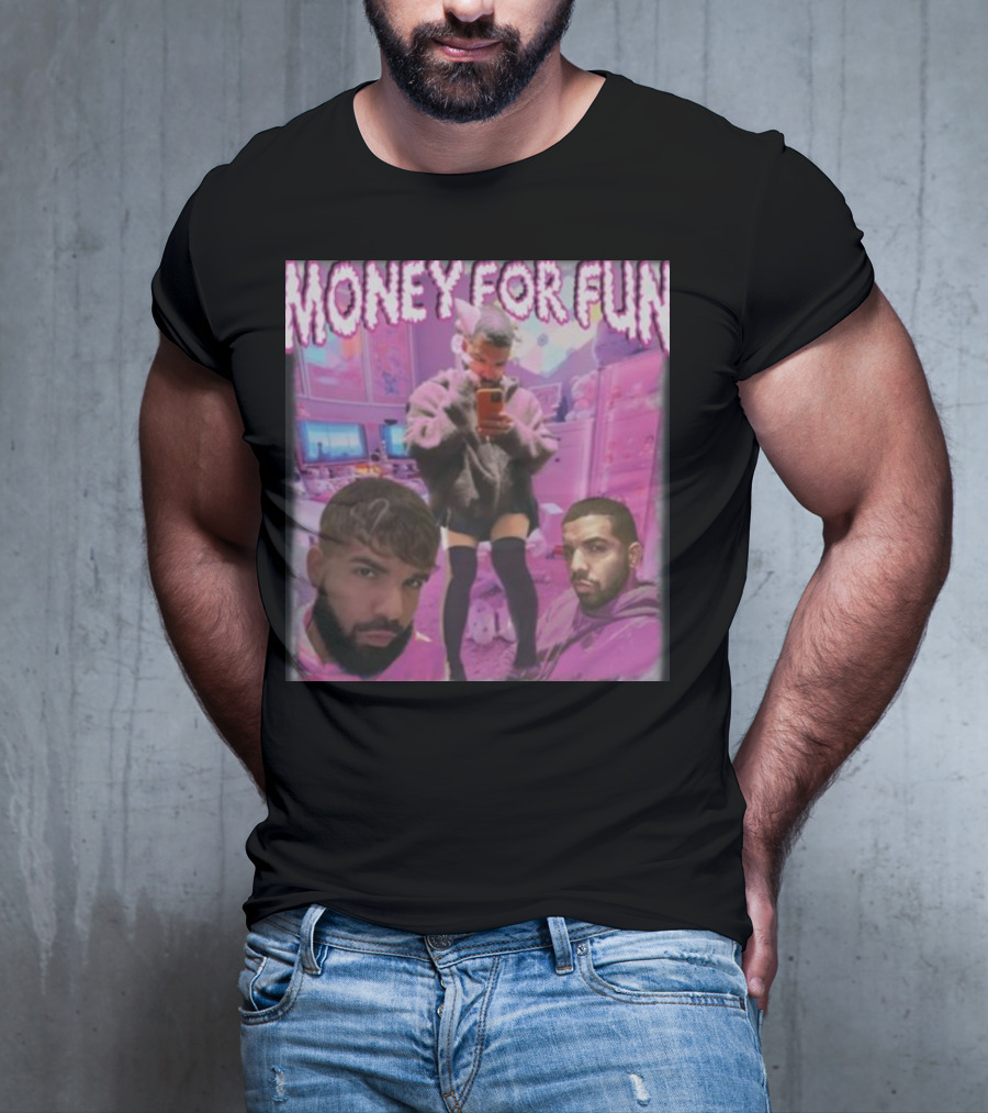 Money For Fun Funnyahhtees Pink Room Selfie Collage T-Shirt