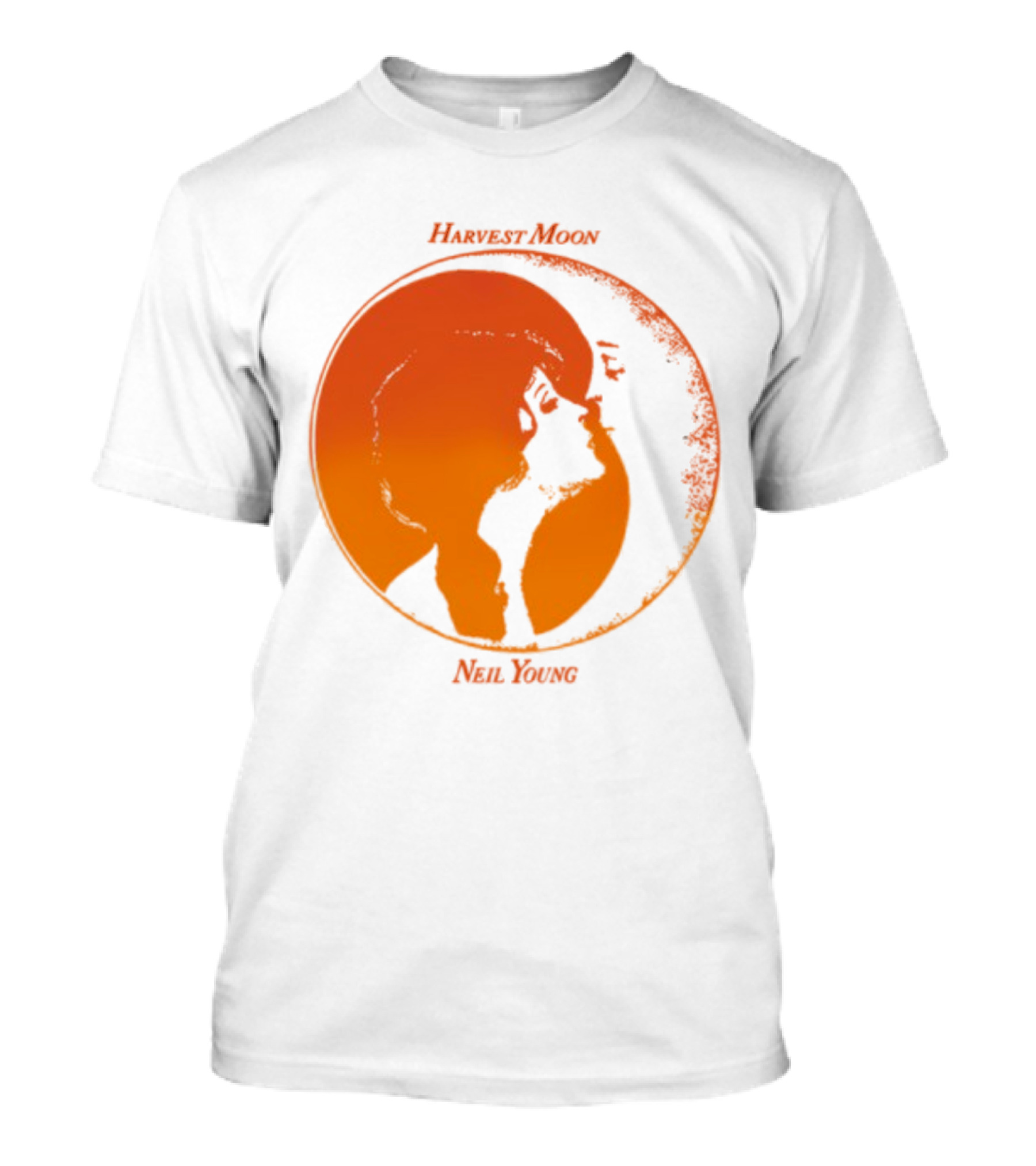 Harvest Moon Neil Young Orange Silhouette Circle T-Shirt