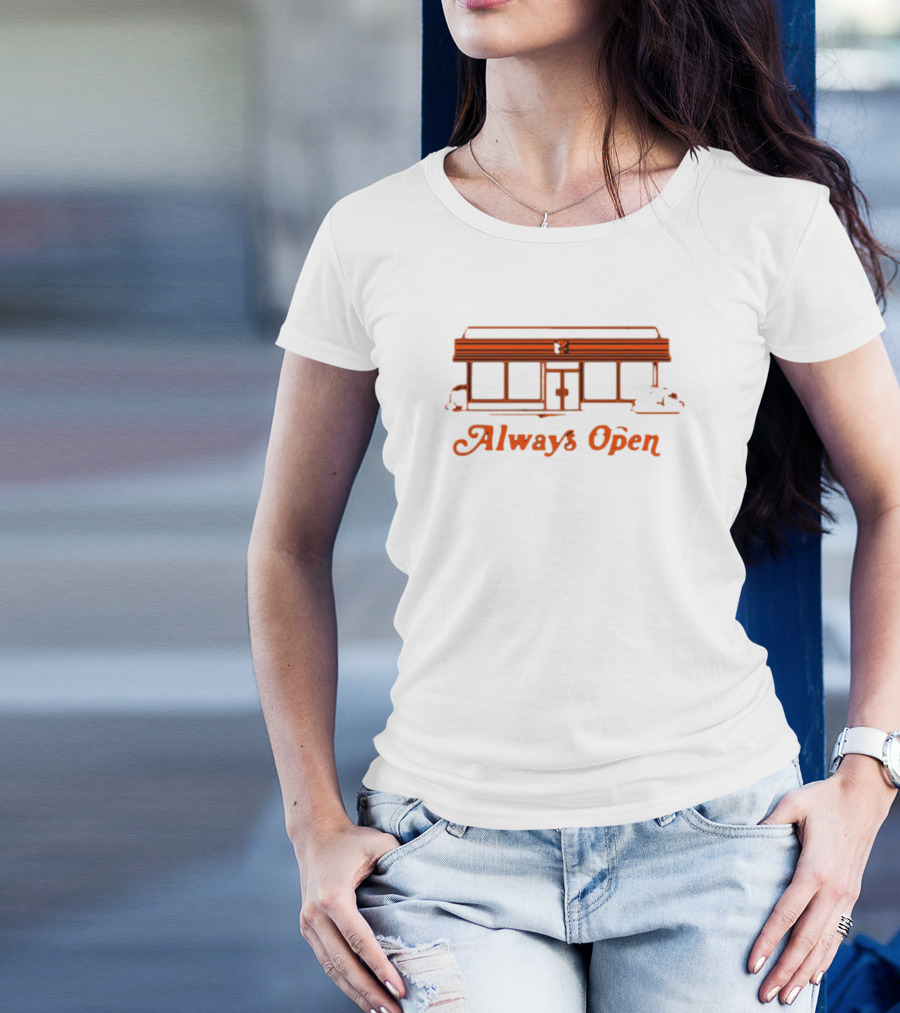 Always Open Retro Diner Neon Outline T-Shirt
