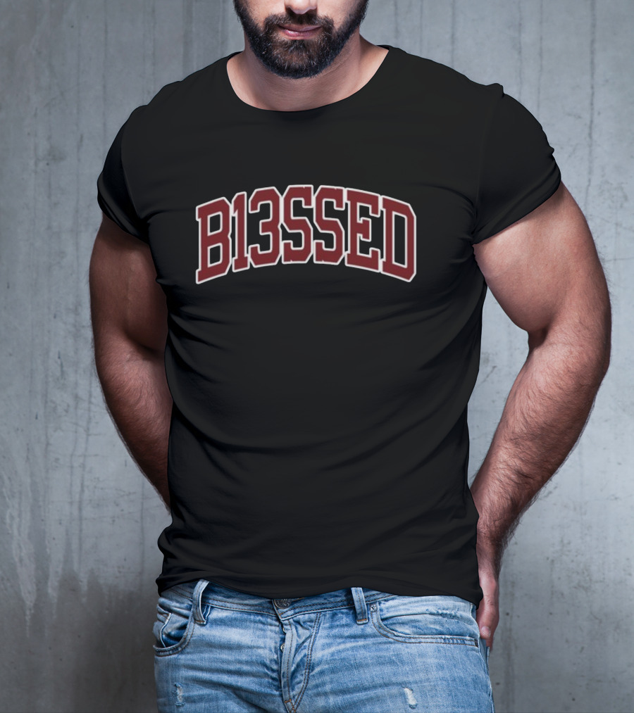 B13ssed Arch Style Bold Lettering T-Shirt