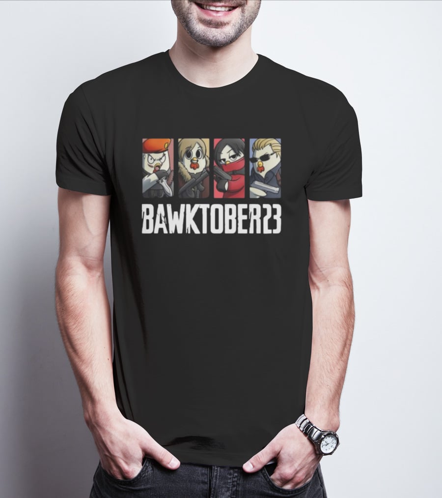 Bawktober 23 Chicken Characters With Weapons T-Shirt