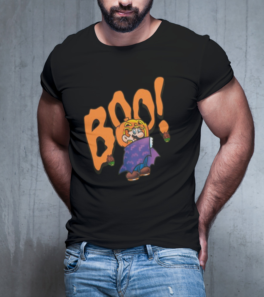 Nintendo NY Super Mario Boo Halloween Pumpkin Ghost Mario T-Shirt