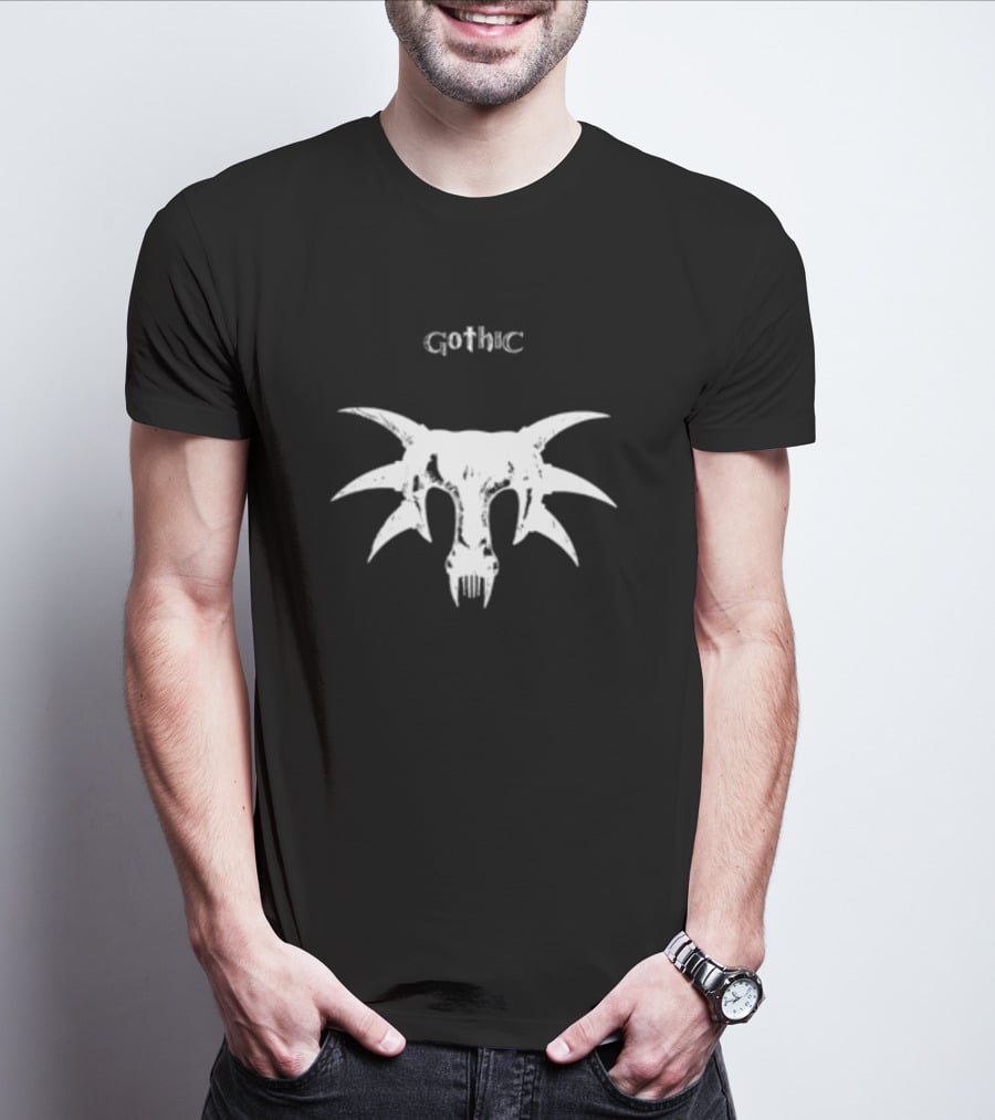 Gothic Skull Tribal Horns Mask T-Shirt