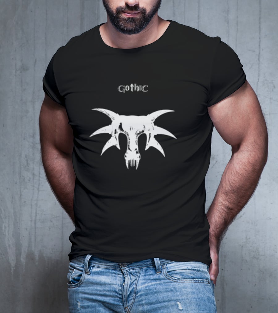 Gothic Skull Tribal Horns Mask T-Shirt