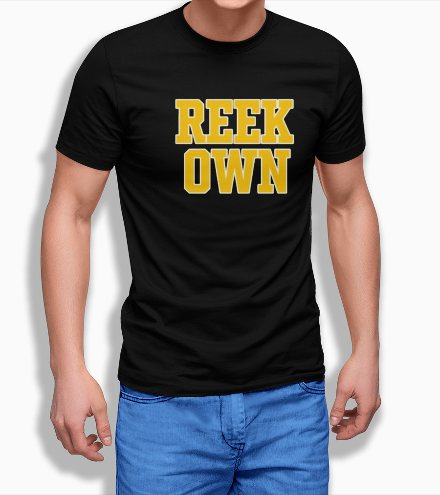 REEK OWN Bold Yellow Block Letters On Black Square T-Shirt