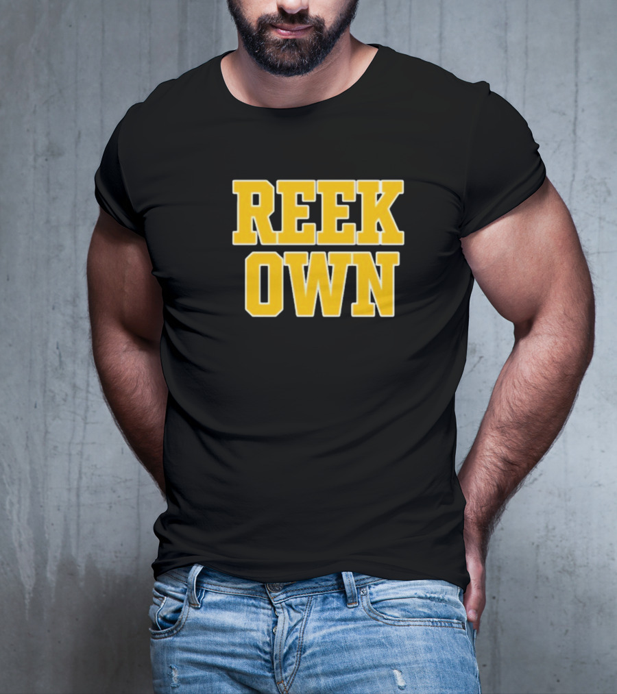 REEK OWN Bold Yellow Block Letters On Black Square T-Shirt