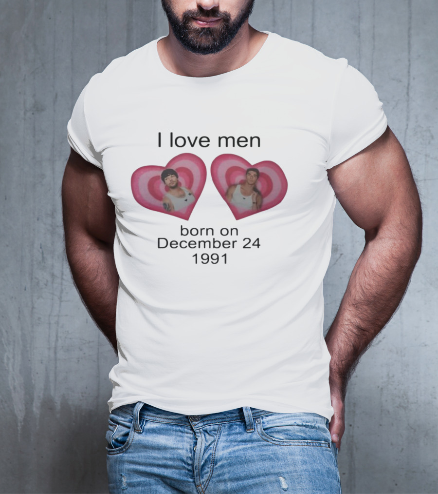 I Love Men Louis Tomlinson Born On December 24 1991 Heart Image T-Shirt