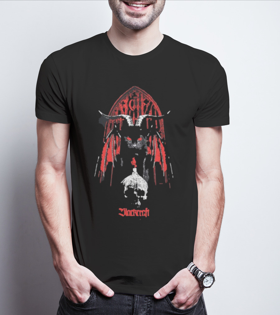 Blackcraft Lilith Goat Skull Red Gothic Arch T-Shirt