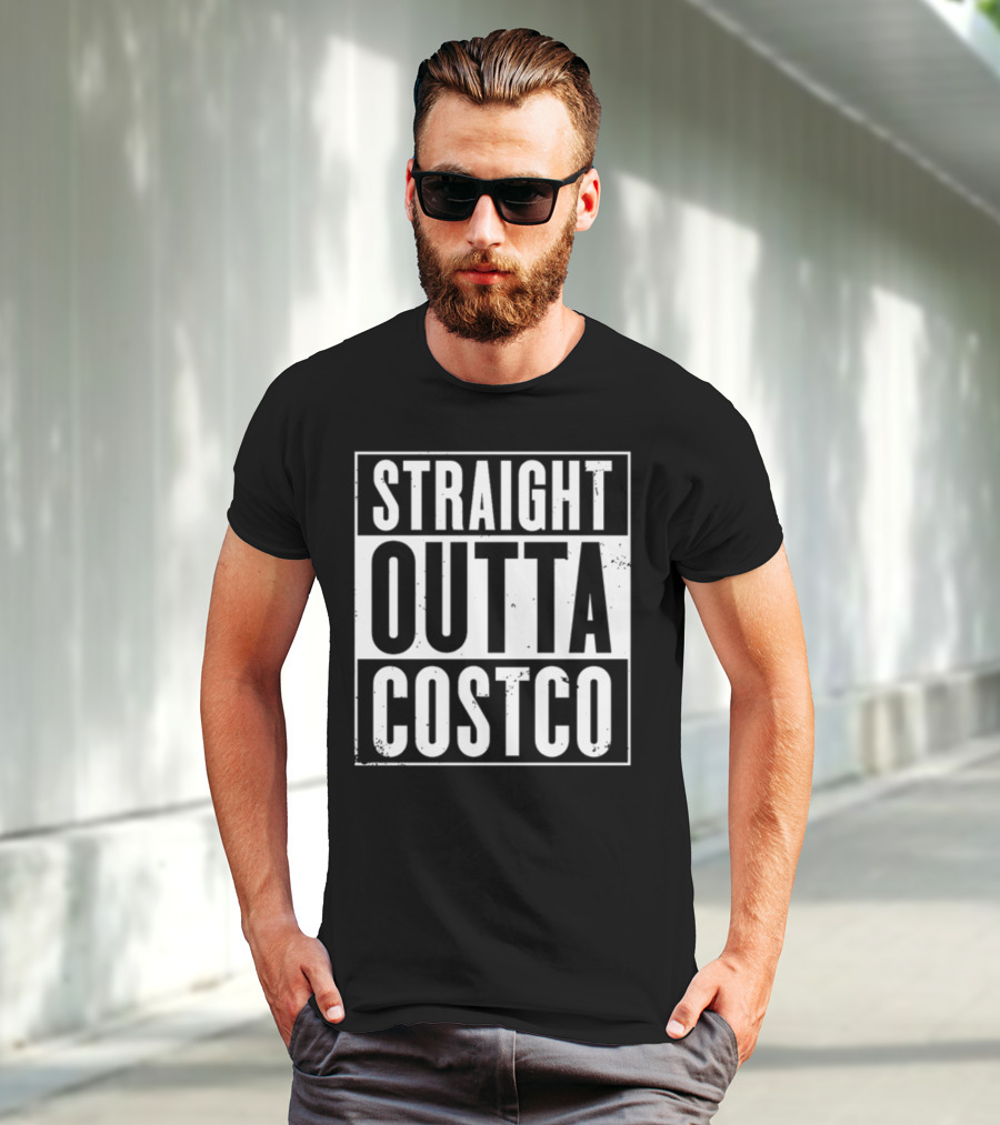 Straight Outta Costco Black And White Text Block T-Shirt