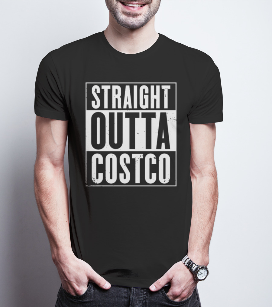 Straight Outta Costco Black And White Text Block T-Shirt