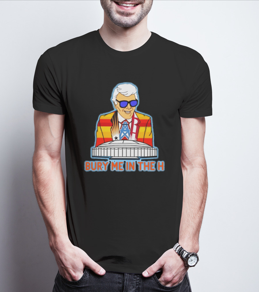 Muddy Marvin Bury Me In The H Iconic Colorful Figure With Houston Landmark T-Shirt